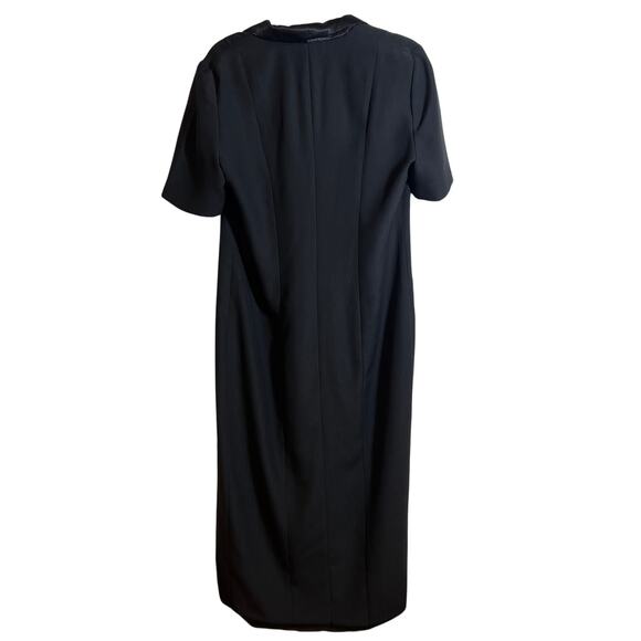 Vintage Chaus Dresses Black Short Sleeve Button Up Maxi Formal Dress Size 10 - Picture 3 of 8